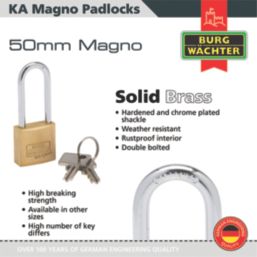 Burg-Wachter  Keyed Alike  Long Shackle  Padlocks Aluminium 50mm 5 Pack