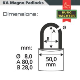 Burg-Wachter  Keyed Alike  Long Shackle  Padlocks Aluminium 50mm 5 Pack