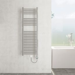 Flomasta 1200mm x 400mm 853BTU Chrome Flat Electric Towel Radiator