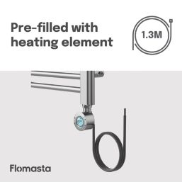 Flomasta 1200mm x 400mm 853BTU Chrome Flat Electric Towel Radiator