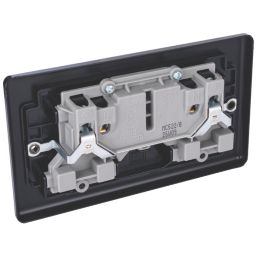 British General  Black 13A 2-Gang DP Switched Metal Clad Socket  with Colour-Matched Inserts