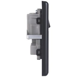 British General  Black 13A 2-Gang DP Switched Metal Clad Socket  with Colour-Matched Inserts