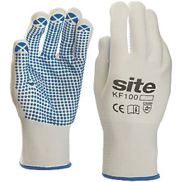 Site  PVC Dot Gripper Gloves White Large