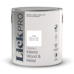 LickPro 2.5Ltr Pure Brilliant White Gloss Water-Based Trim Paint
