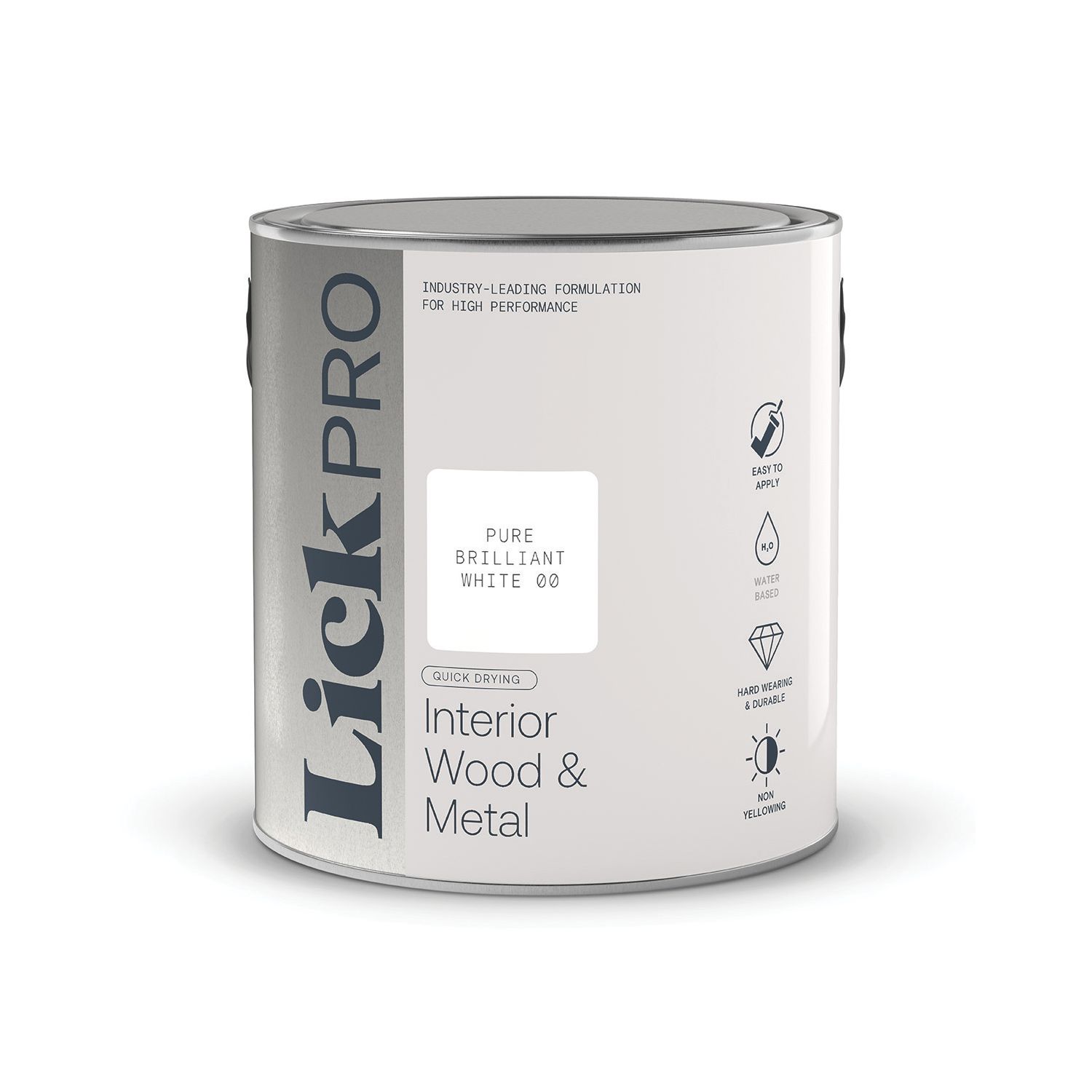 LickPro 2.5Ltr Pure Brilliant White Gloss Water-Based Trim Paint (979GE)
