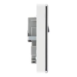 LAP  13A 2-Gang SP Switched Socket + 2.4A 12W 2-Outlet Type A & C USB Charger Polished Chrome with White Inserts