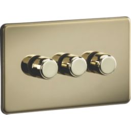 Knightsbridge  3-Gang 2-Way LED Intelligent Dimmer Switch  Polished Brass