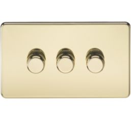 Knightsbridge  3-Gang 2-Way LED Intelligent Dimmer Switch  Polished Brass
