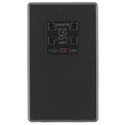 Arlec  2-Gang Dual Voltage Shaver Socket 115/230V Black with Colour-Matched Inserts