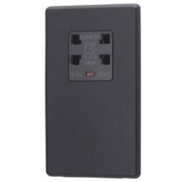 Arlec  2-Gang Dual Voltage Shaver Socket 115/230V Black with Colour-Matched Inserts