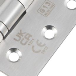 Smith & Locke  Satin Stainless Steel Grade 13 Fire Rated Door Hinges 102mm x 76mm 15 Pack
