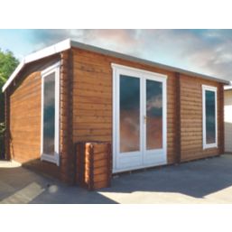 Shire Firestone 14' 6" x 13' (Nominal) Reverse Apex Timber Log Cabin