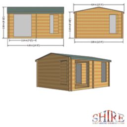 Shire Firestone 14' 6" x 13' (Nominal) Reverse Apex Timber Log Cabin
