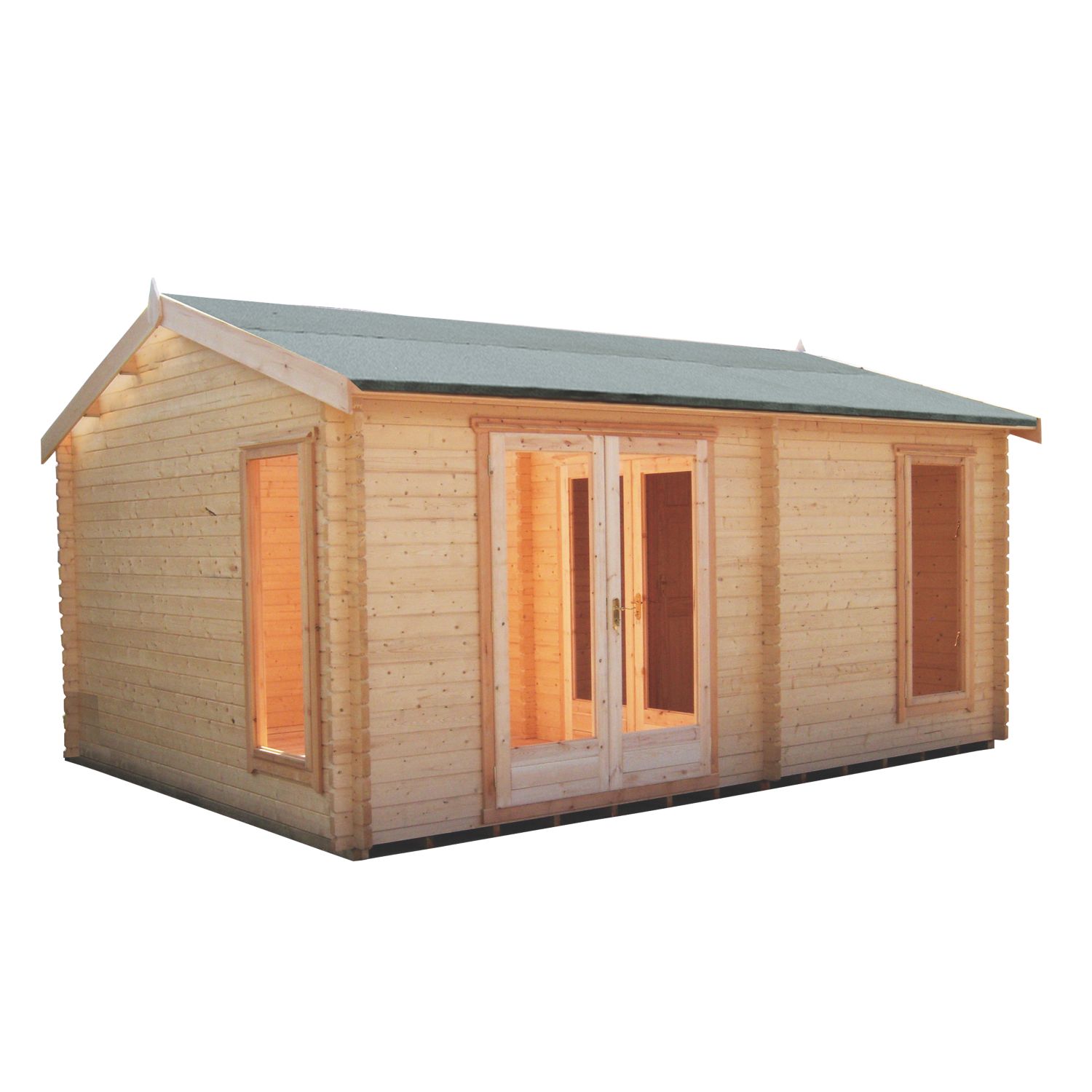 Shire Firestone 14' 6" x 13' (Nominal) Reverse Apex Timber Log Cabin (9802X)