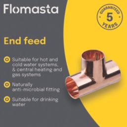 Flomasta  Copper End Feed Equal Tees 15mm 10 Pack