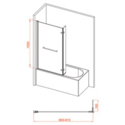 Vermont Semi-Framed Chrome Bath Screen Reversible 800mm x 1500mm
