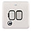 Schneider Electric Lisse Deco 13A Switched Fused Spur & Flex Outlet  Brushed Stainless Steel with Black Inserts