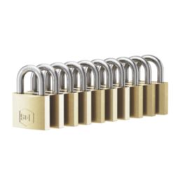 Smith & Locke  Brass Keyed Alike    Padlocks 38mm 10 Pack