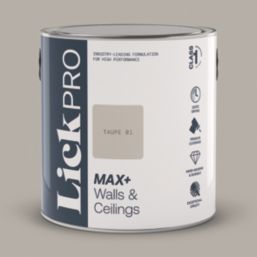 LickPro Max+ 2.5Ltr Taupe 01 Matt Emulsion  Paint