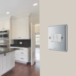 LAP  20A 16AX 3-Gang 2-Way Light Switch  Polished Chrome with White Inserts