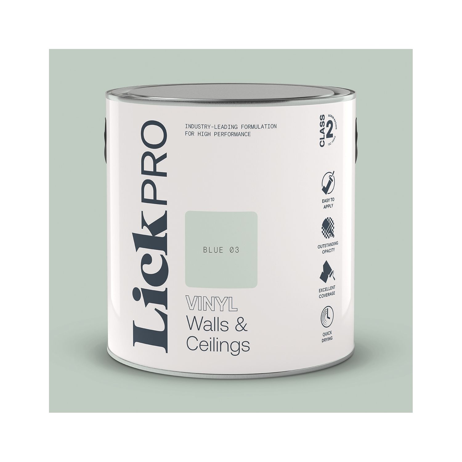 LickPro 2.5Ltr Blue 03 Vinyl Matt Emulsion Paint (980TM)
