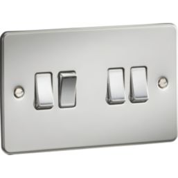 Knightsbridge  10AX 4-Gang 2-Way Light Switch  Polished Chrome