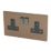 Varilight  13AX 2-Gang DP Switched Plug Socket Brushed Bronze  with Black Inserts