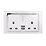 Retrotouch  13A 2-Gang DP Switched Socket + 2.1A 2-Outlet Type A USB Charger White Glass