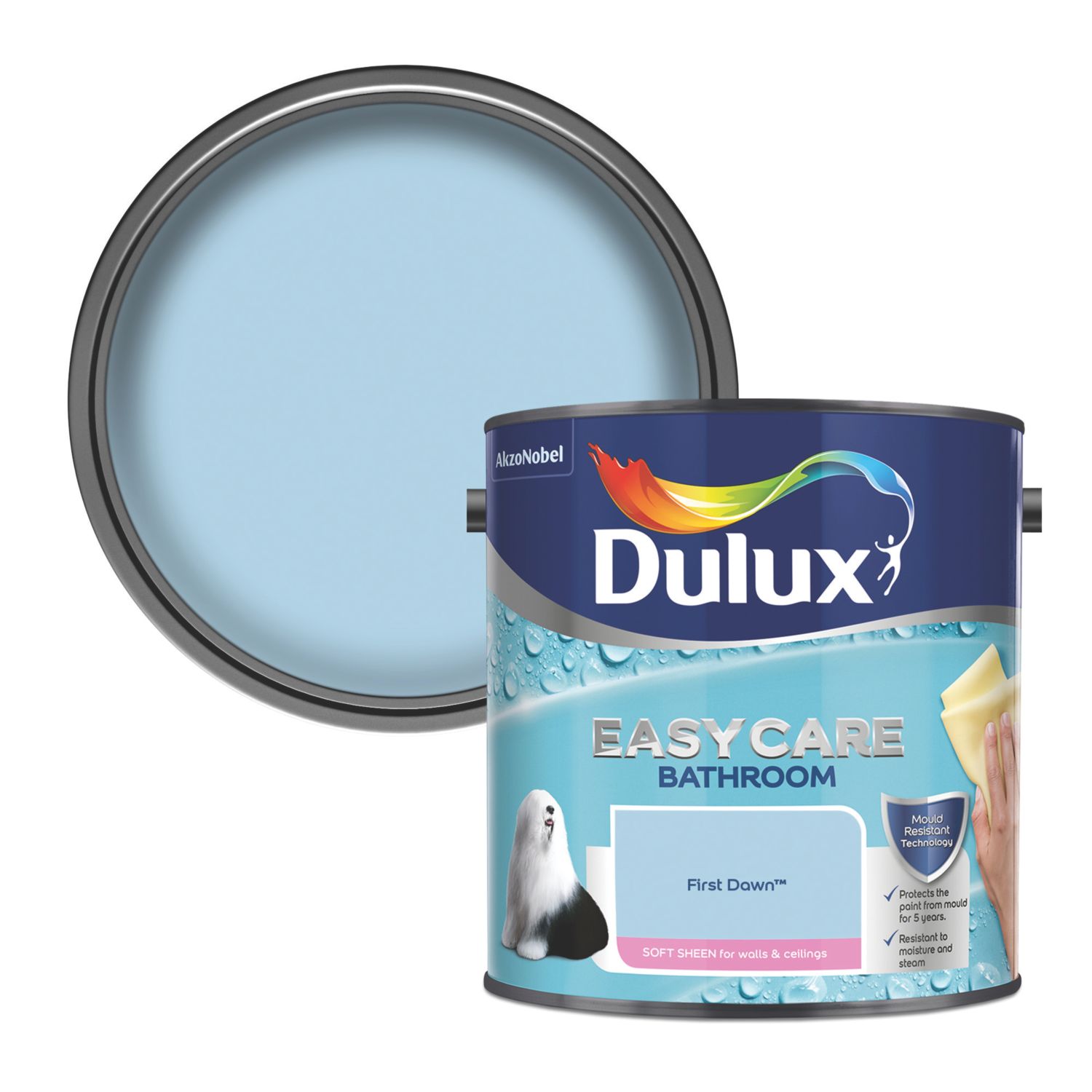 Dulux Easycare 2.5Ltr First Dawn Soft Sheen Emulsion Bathroom Paint (981CG)