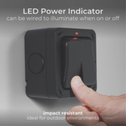 British General  IP66 20A 2-Gang 2-Way Weatherproof Outdoor Switch with LED