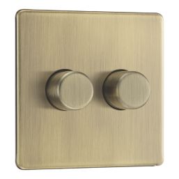 LAP  2-Gang 2-Way LED Dimmer Switch  Antique Brass with Colour-Matched Inserts