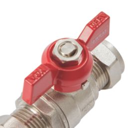 Flomasta  Compression Reduced Bore 15mm Tee Ball Valve with Black Handle