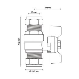 Flomasta  Compression Reduced Bore 15mm Tee Ball Valve with Black Handle