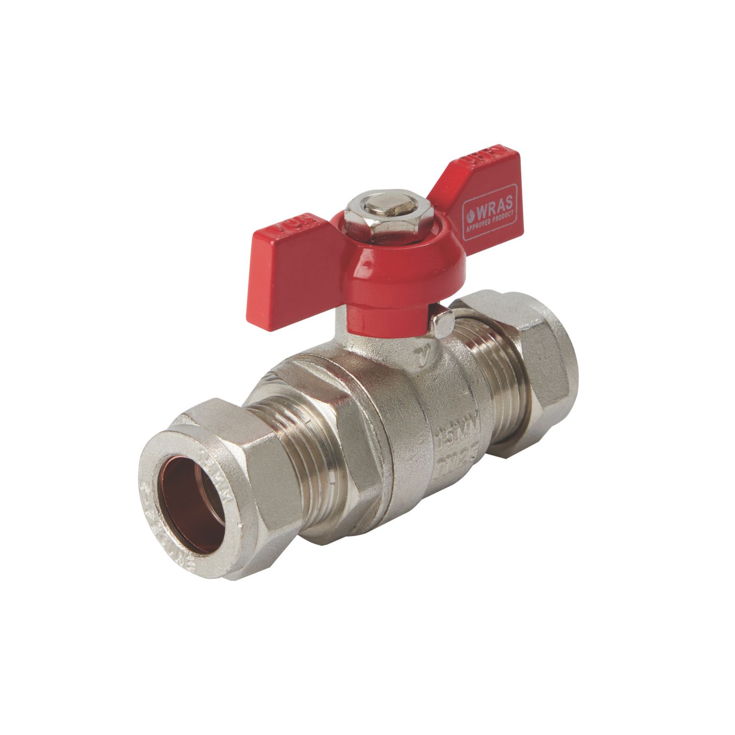 Flomasta Compression Reduced Bore 15mm Tee Ball Valve with Black Handle (981FA)