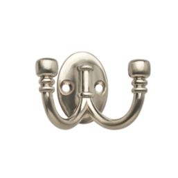 Decohooks Two Prong Wide Ball End Hook Satin Nickel  45mm