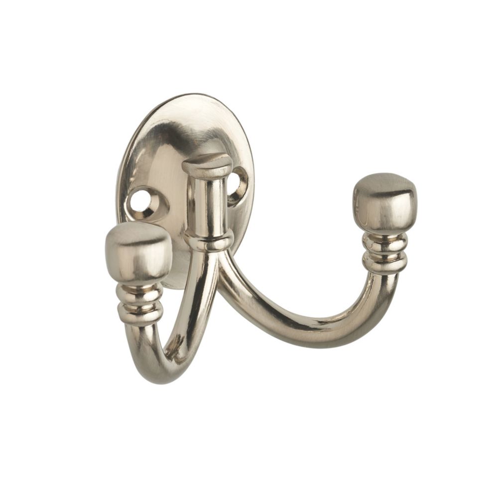 Decohooks Two Prong Wide Ball End Hook Satin Nickel 45mm - Screwfix