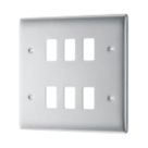 British General Nexus Metal Grid 6-Module Grid Faceplate Brushed Steel