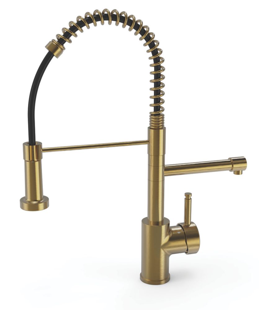 ETAL MultiUse 3in1 Hot Water Kitchen Tap with Handset Gold Screwfix