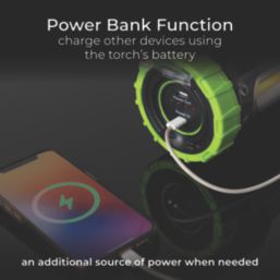 Luceco  Rechargeable LED Inspection Torch with Power Bank Green 150-330lm