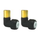 ETAL  Brass Push-Fit Reducing 90° Matt Black Stem Elbow F 10mm x M 15mm 2 Pack
