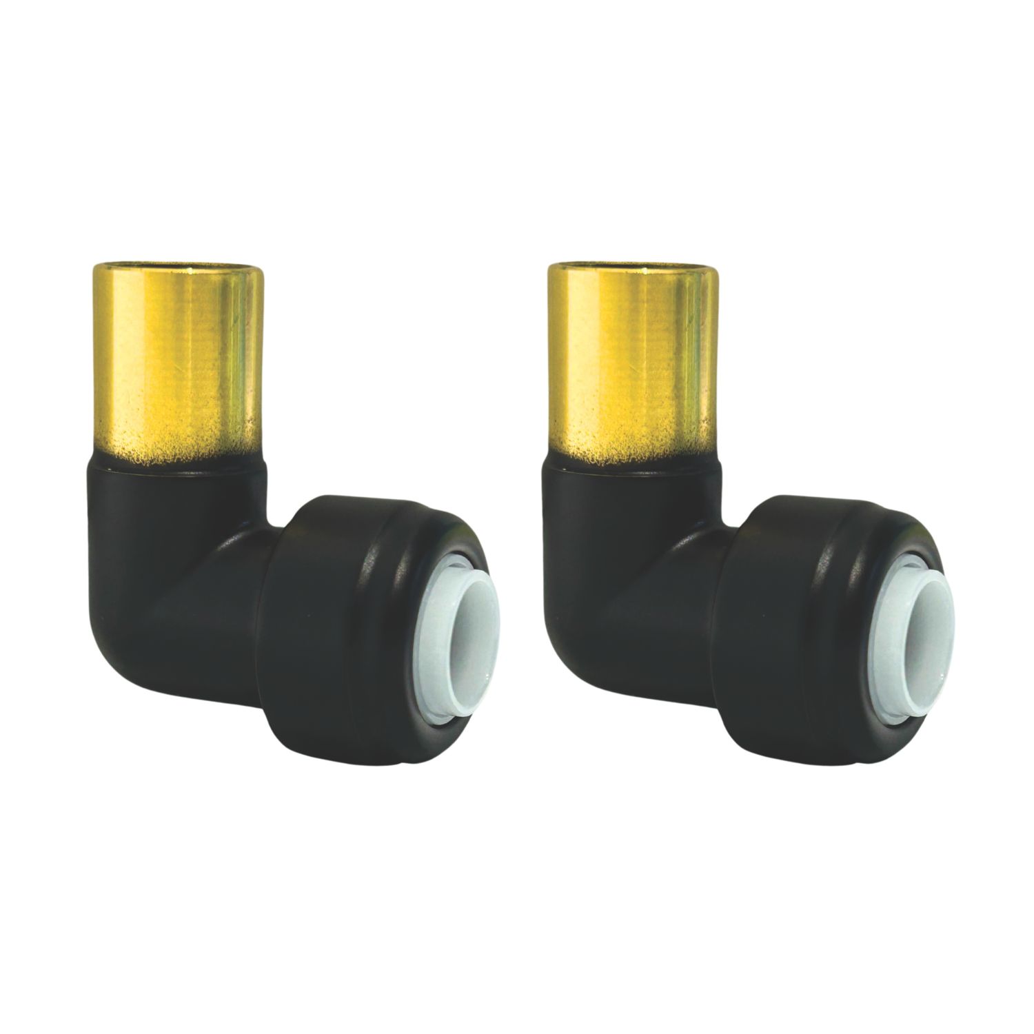 ETAL Brass Push-Fit Reducing 90° Matt Black Stem Elbow F 10mm x M 15mm 2 Pack (981YU)