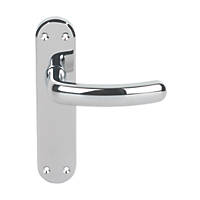 Serozzetta Shape Fire Rated Latch Lever on Backplate Latch Door Handles Pair Polished Chrome