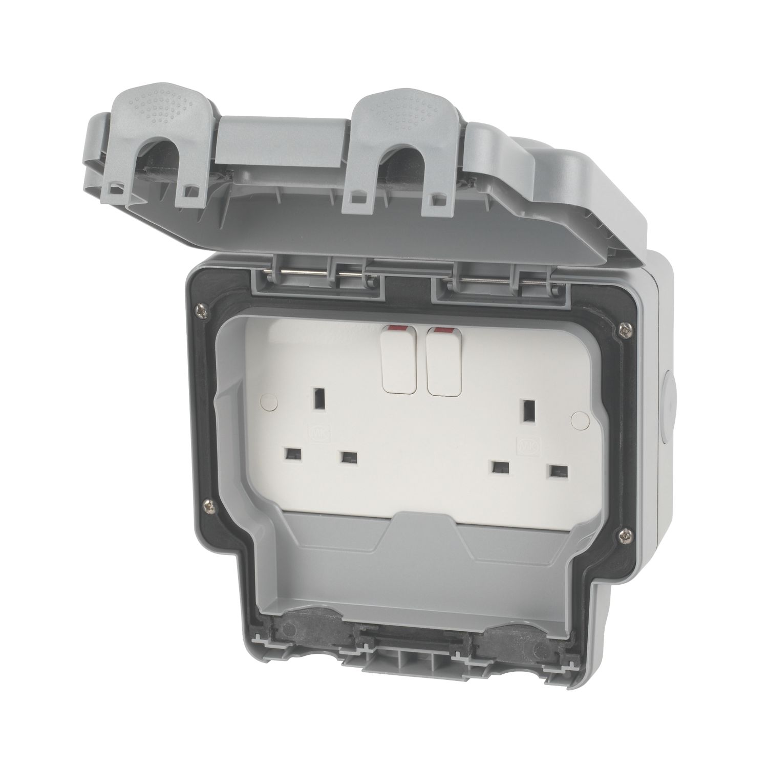 MK IP66 13A 2-Gang DP Weatherproof Outdoor Switched Socket (98279)