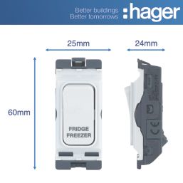 Hager Sollysta WMGSDP2/FF 20A Grid 2-Pole Fridge Freezer Switch White
