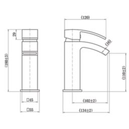 ETAL Kinlin Brushed Brass 180mm Standard Lever Mono Basin Mixer Tap