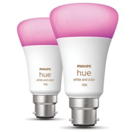 Philips Hue  B22 A19 RGB & White LED Smart Light Bulb 9W 806lm 2 Pack