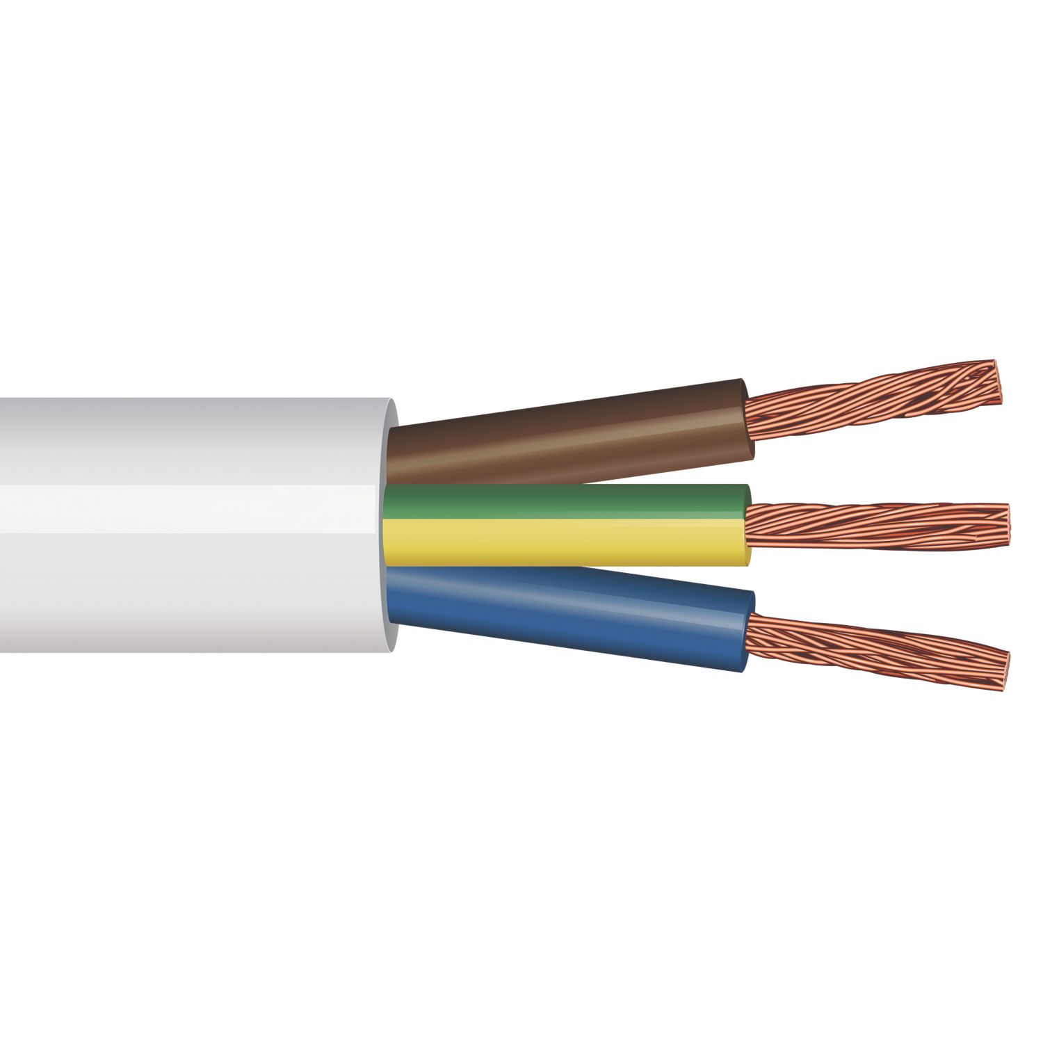 Time 3093Y White 3-Core 1mm² Heat Resistant Cable 50m Drum (982RG)