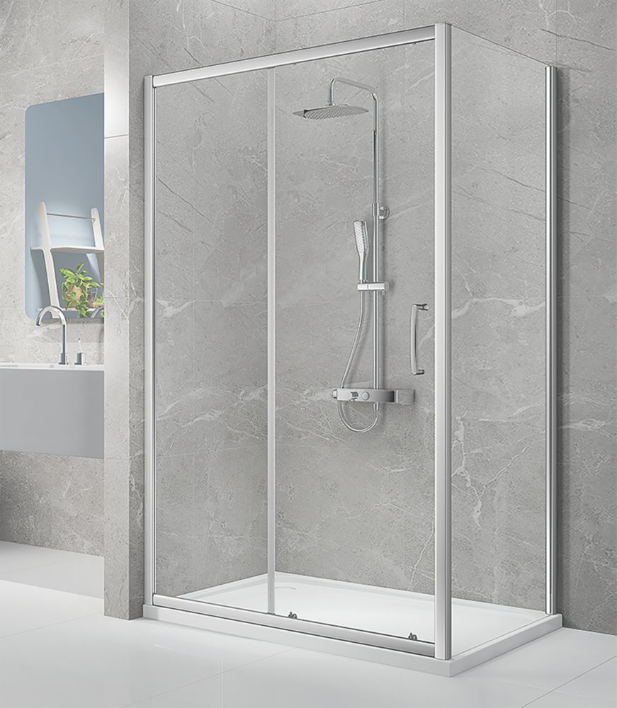Triton Neo Eight Framed Rectangular Sliding Door Shower Enclosure  Chrome  1100mm x 800mm x 1900mm