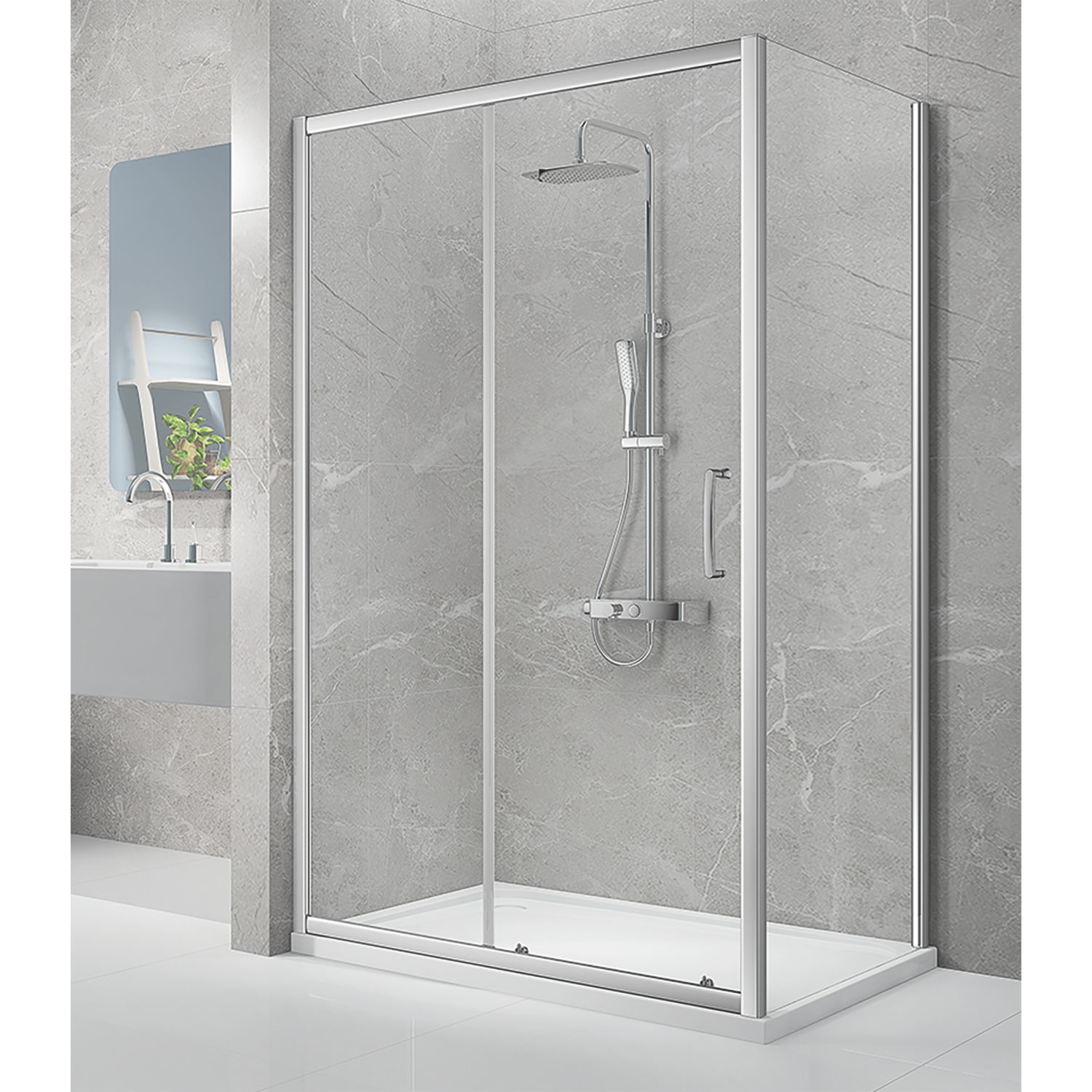 Triton Neo Eight Framed Rectangular Sliding Door Shower Enclosure Chrome 1100mm x 800mm x 1900mm (982TK)