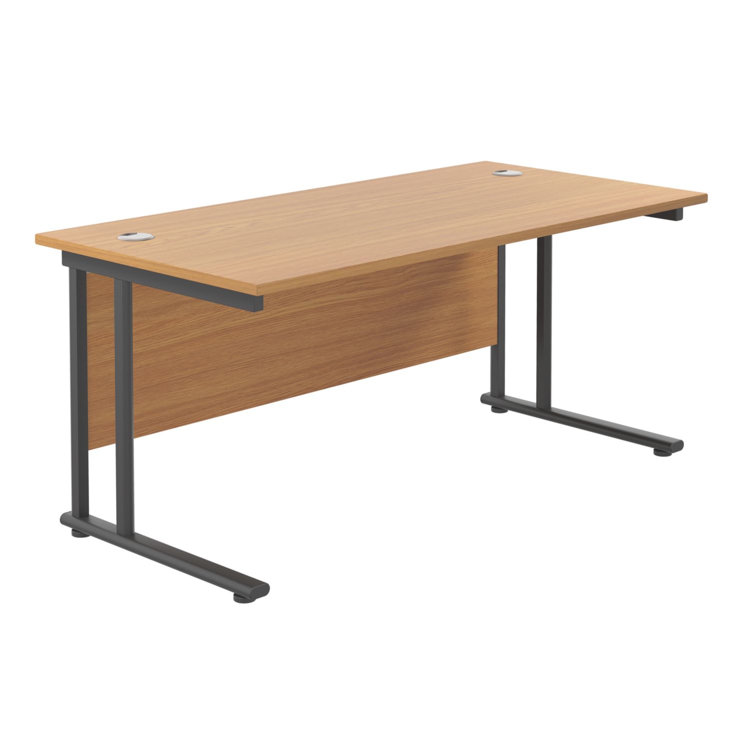 TC Group Aztec Twin Upright Rectangular Office Desk Nova Oak/Black 1600mm x 800mm (982TT)
